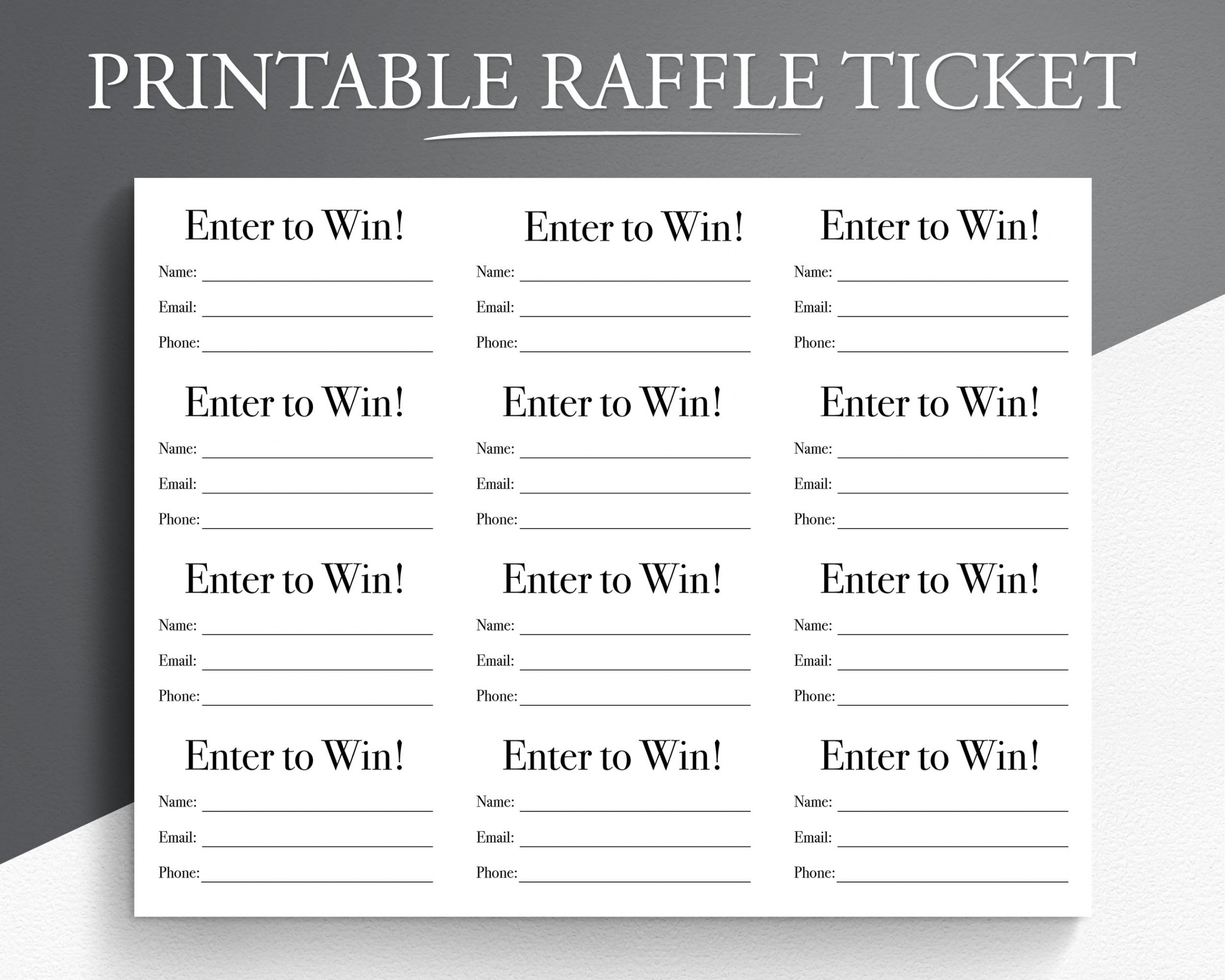 Printable Raffle Ticket. Enter to Win Printable Ticket