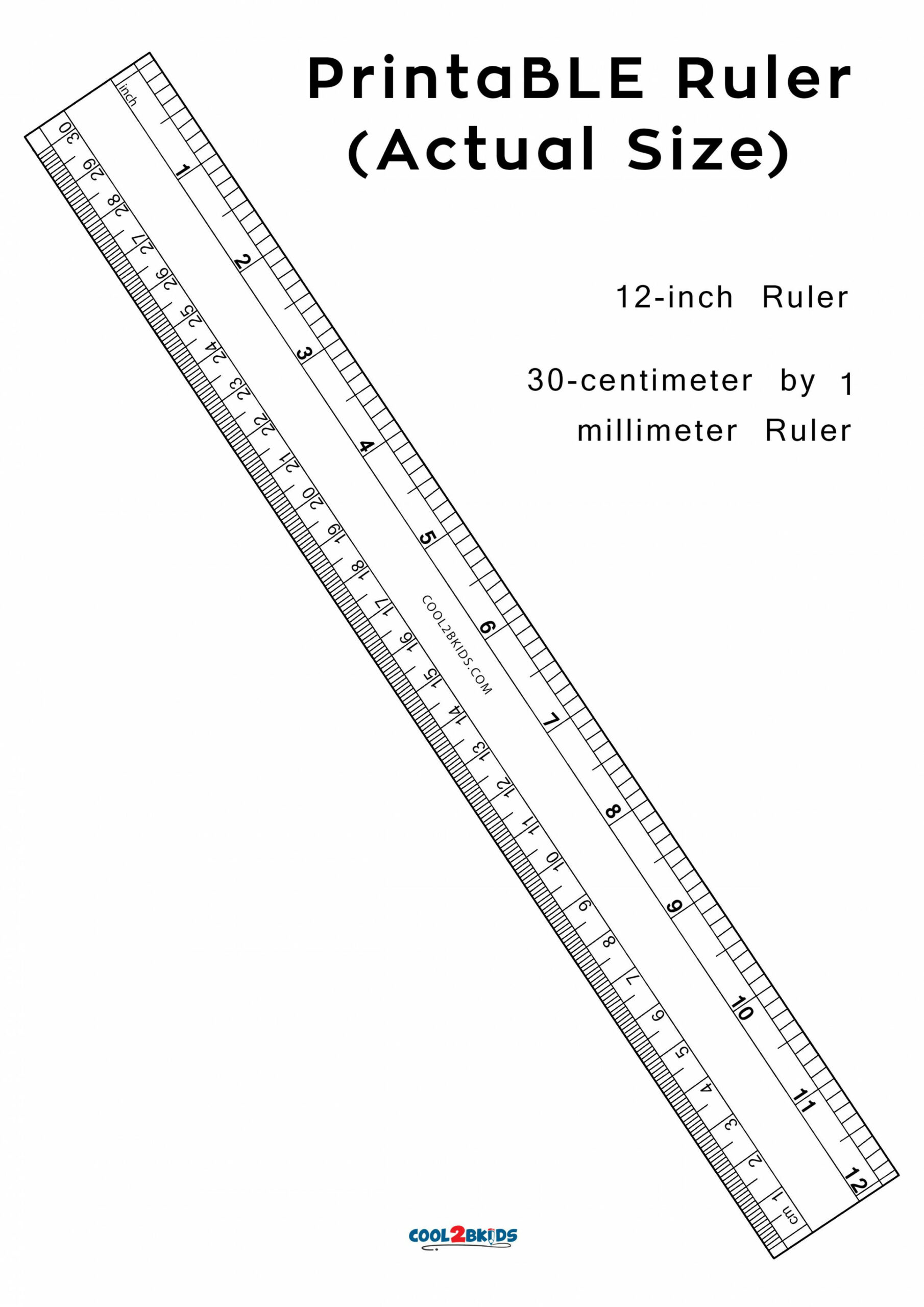 Printable Ruler: -inch Actual Size  CoolbKids  Printable