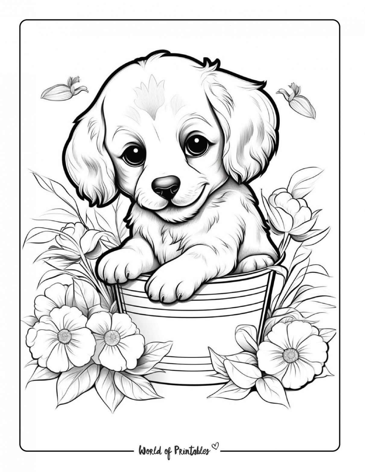 Puppy Coloring Sheet in   Puppy coloring pages, Dog coloring