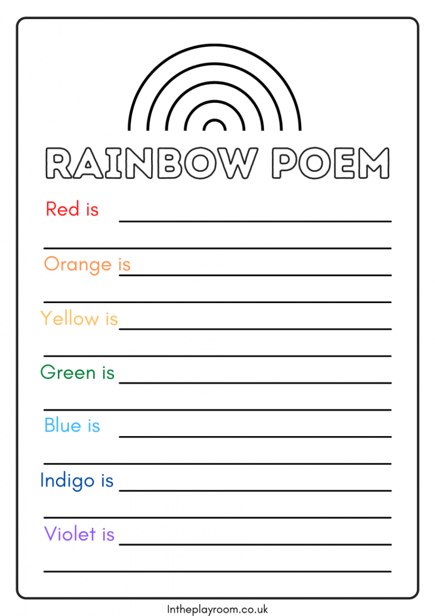 Rainbow Poem for Kids (Free Printable Worksheet) - In The Playroom