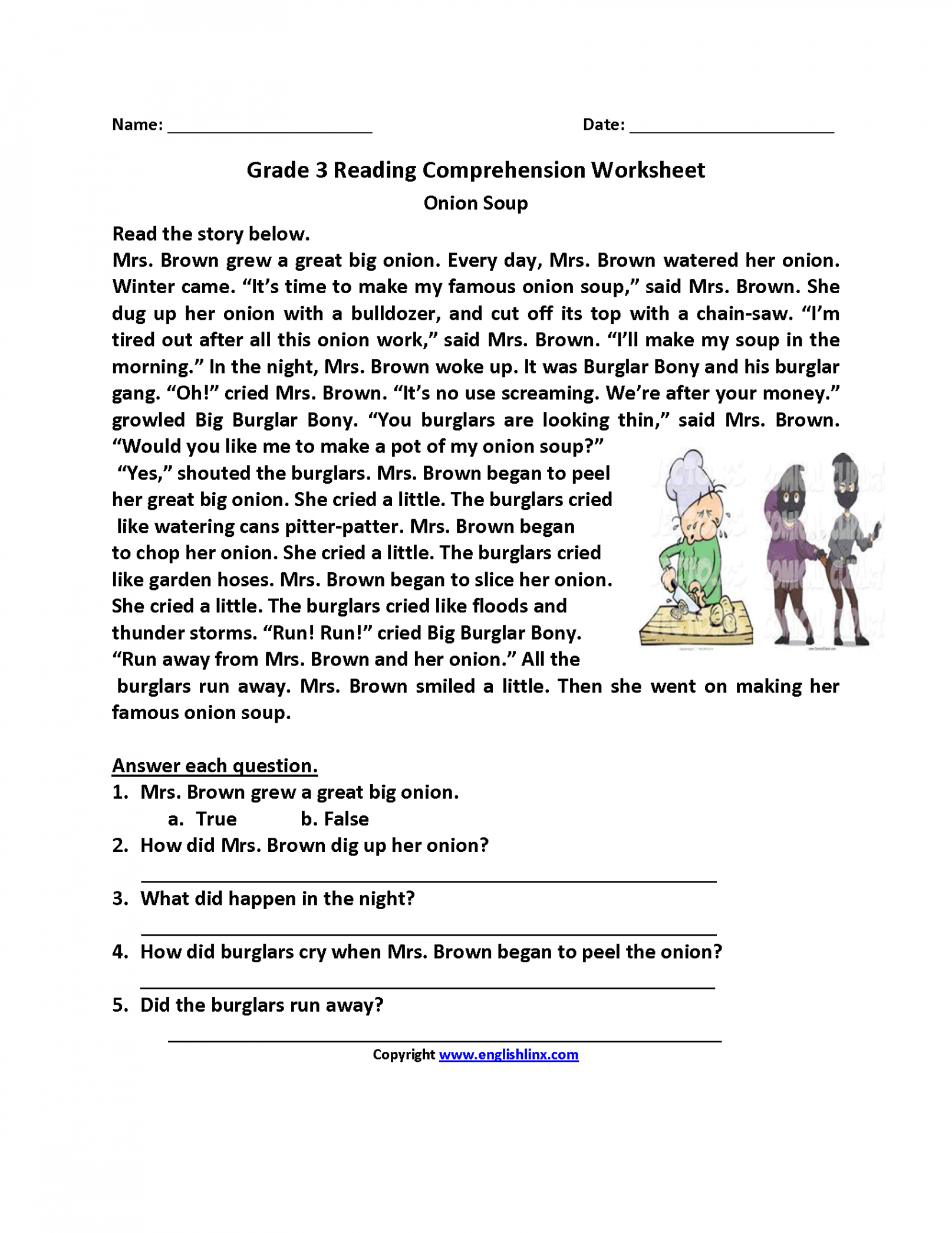 Reading Worksheets  Third Grade Reading Worksheets