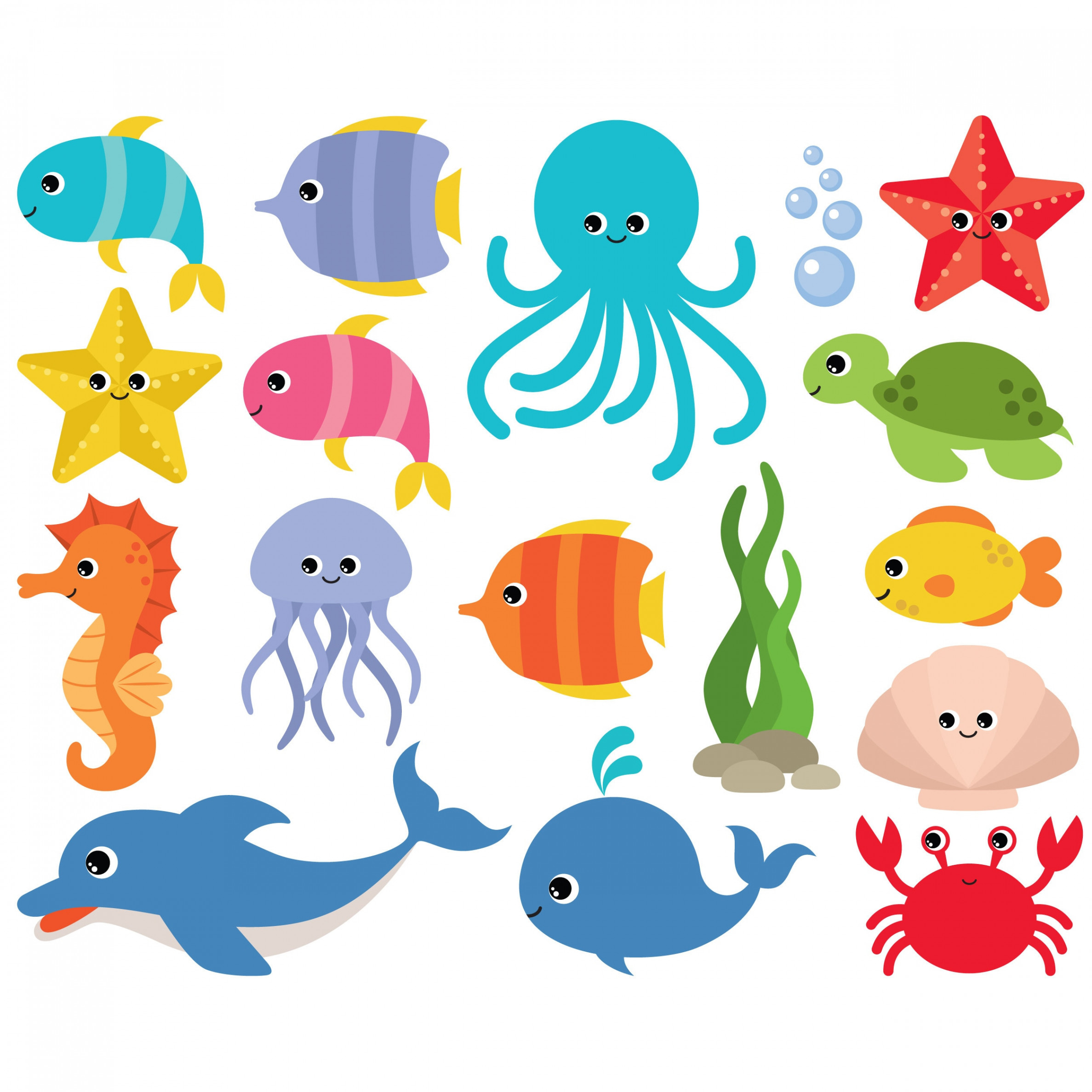 Sea Animal Clipart. Vector Ocean & Sea Animal Graphic