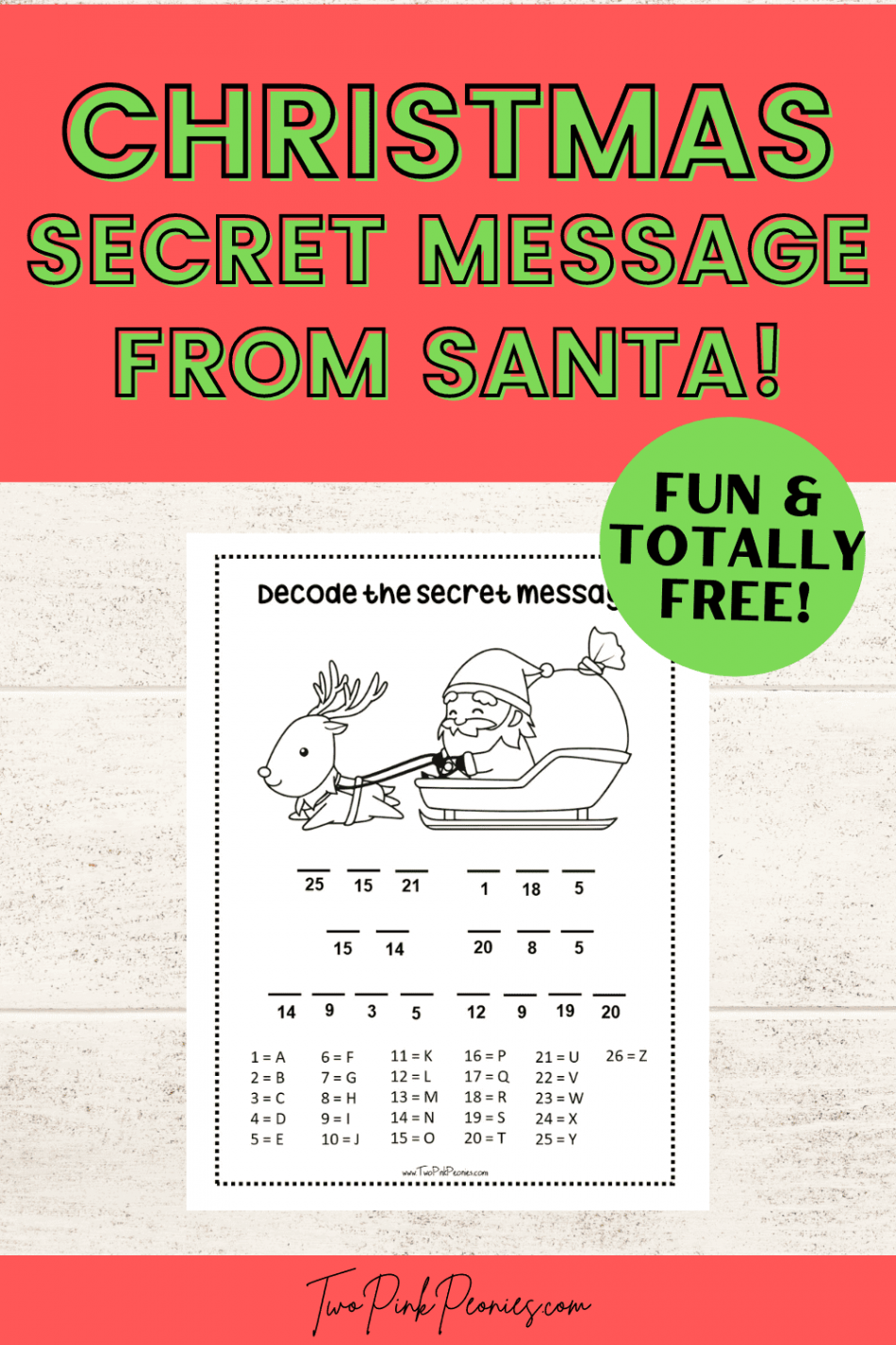 Secret Message from Santa Printable instant download