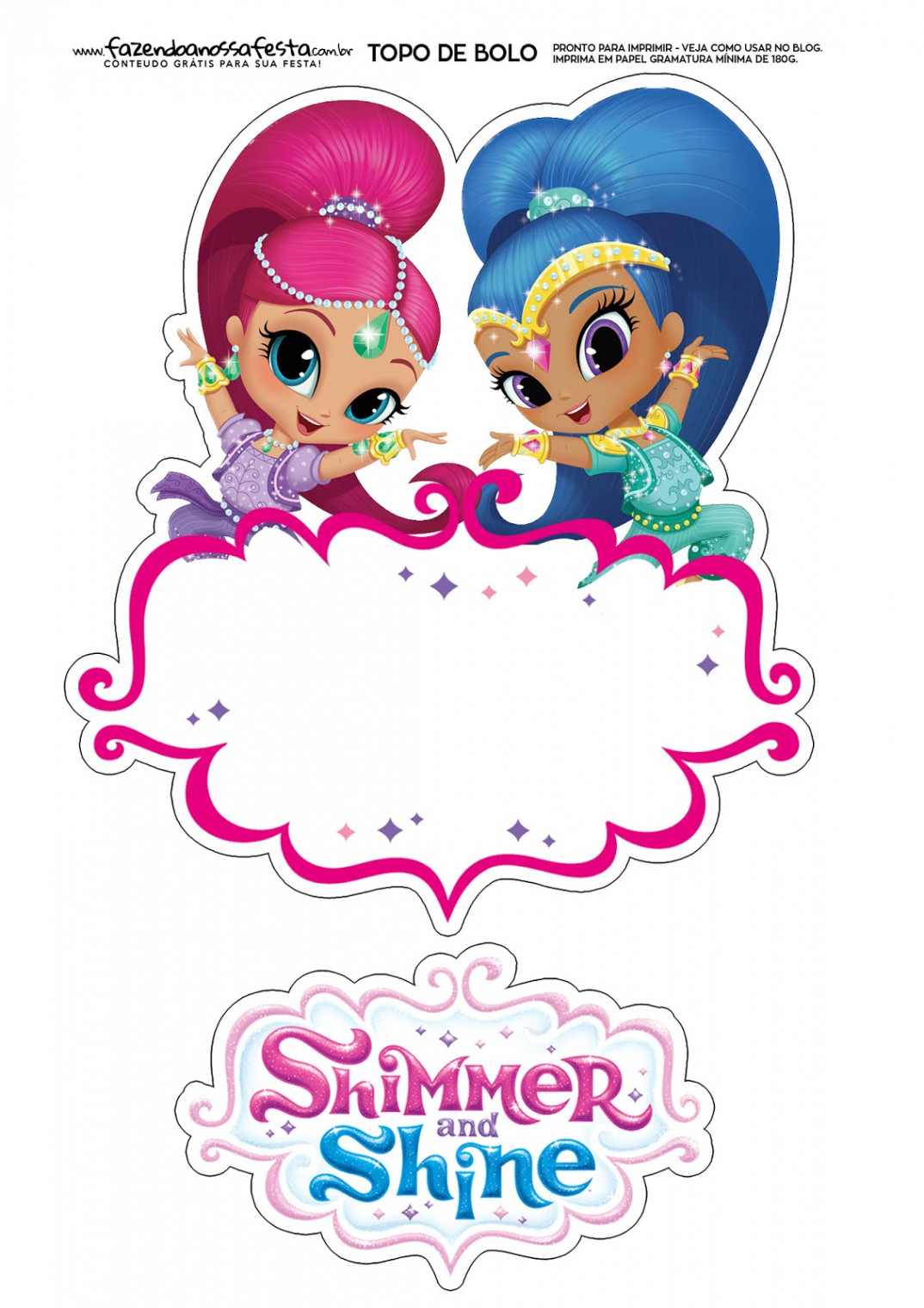 Shimmer and Shine Free Printable Cake Toppers