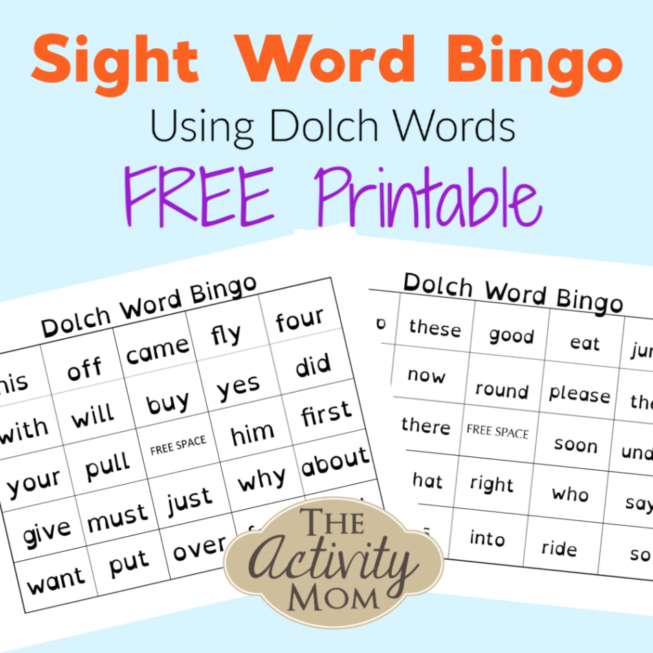 Sight Word Bingo using Dolch Words (free printable) - The Activity Mom