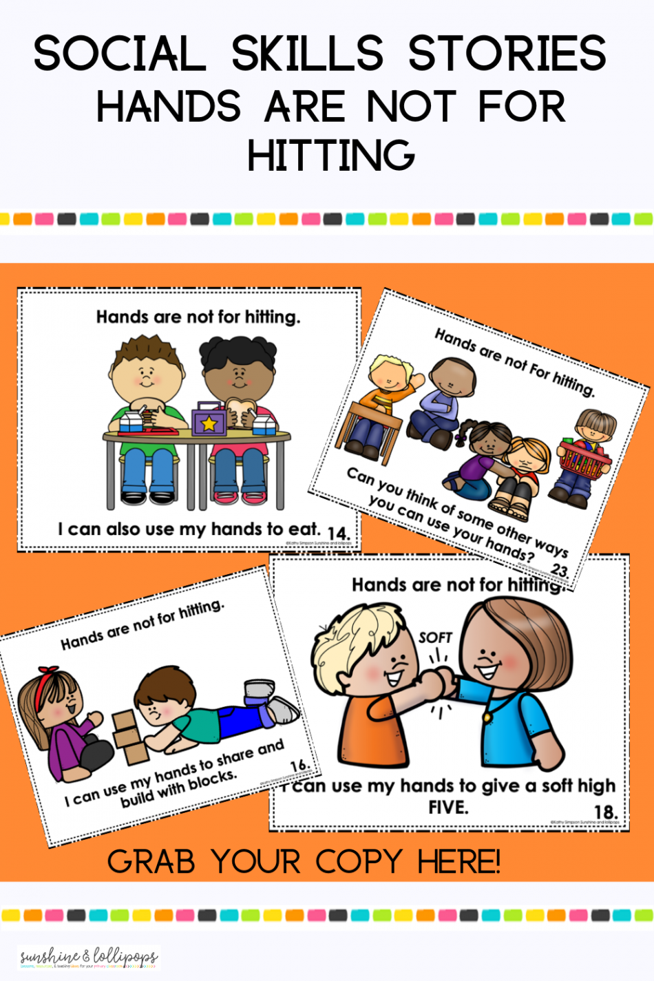 Social Emotional Learning Activities Social Story Hands Are Not for