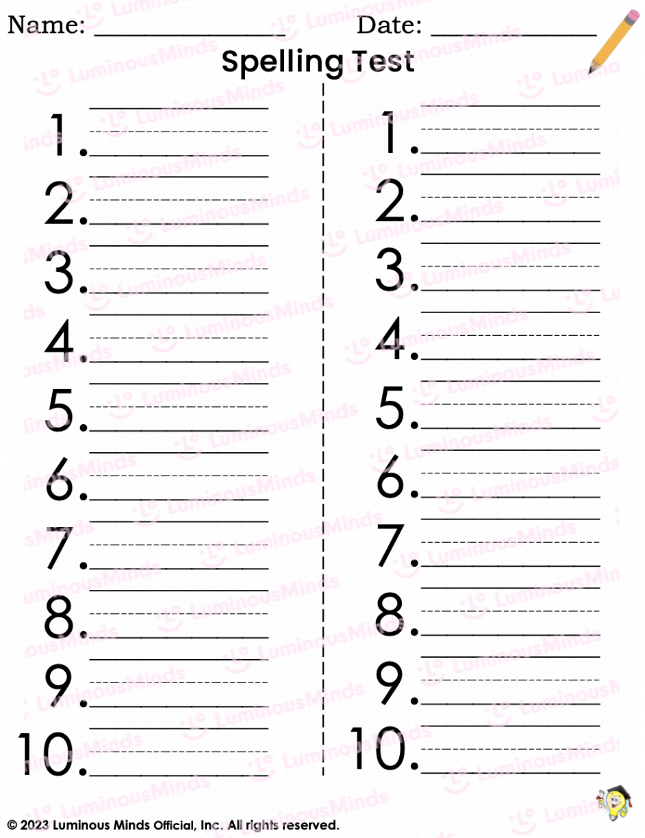 Spelling Test Paper Templates_Set