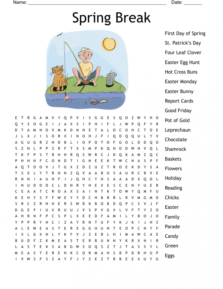 Spring Break Word Search - WordMint