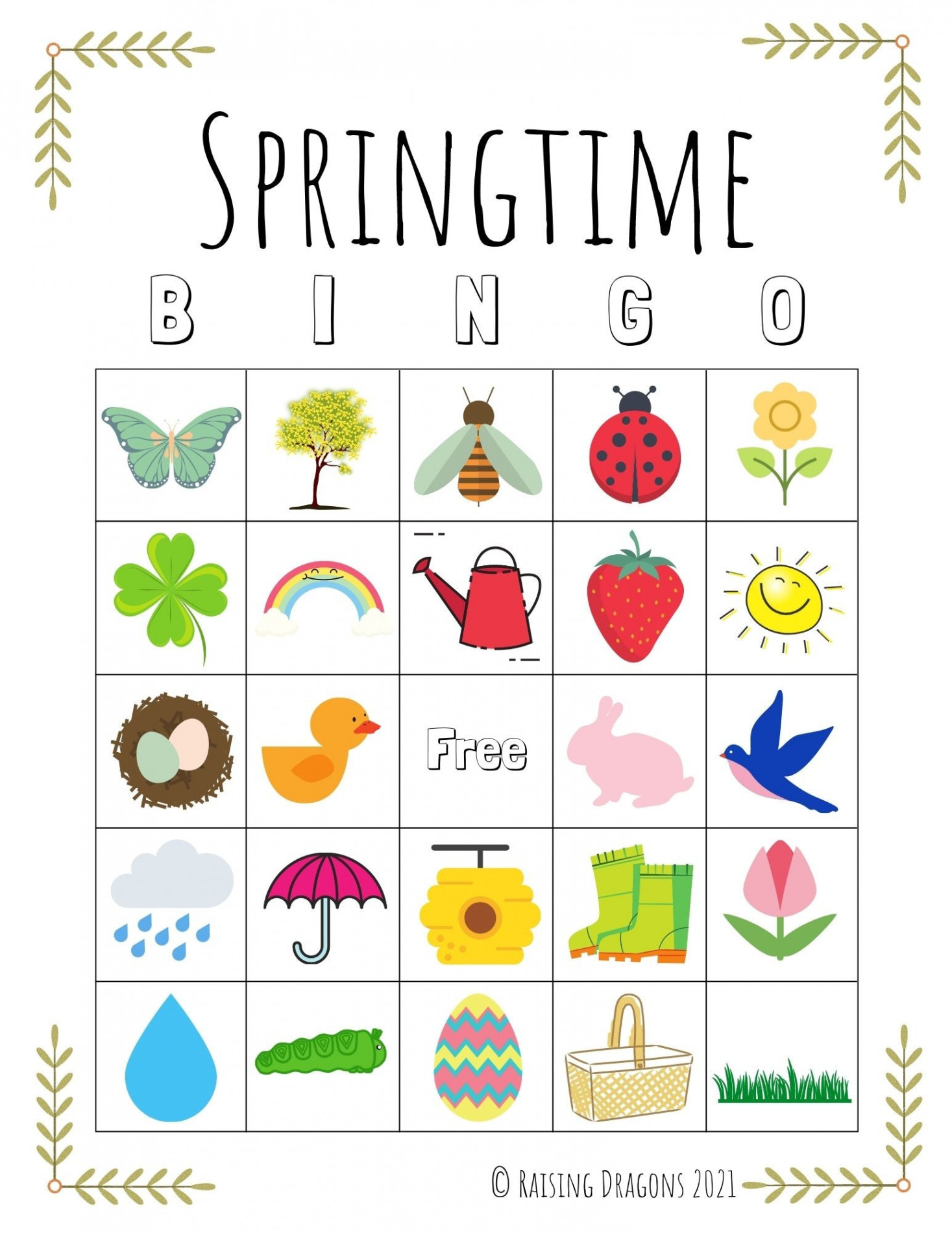 Springtime Bingo Printable – Raising Dragons