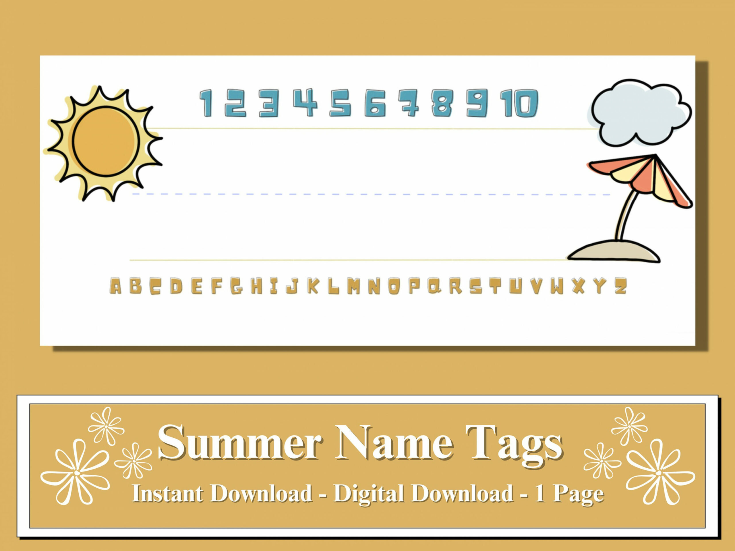 Summer Name Tags Instant Download Summer Printable - Etsy New Zealand