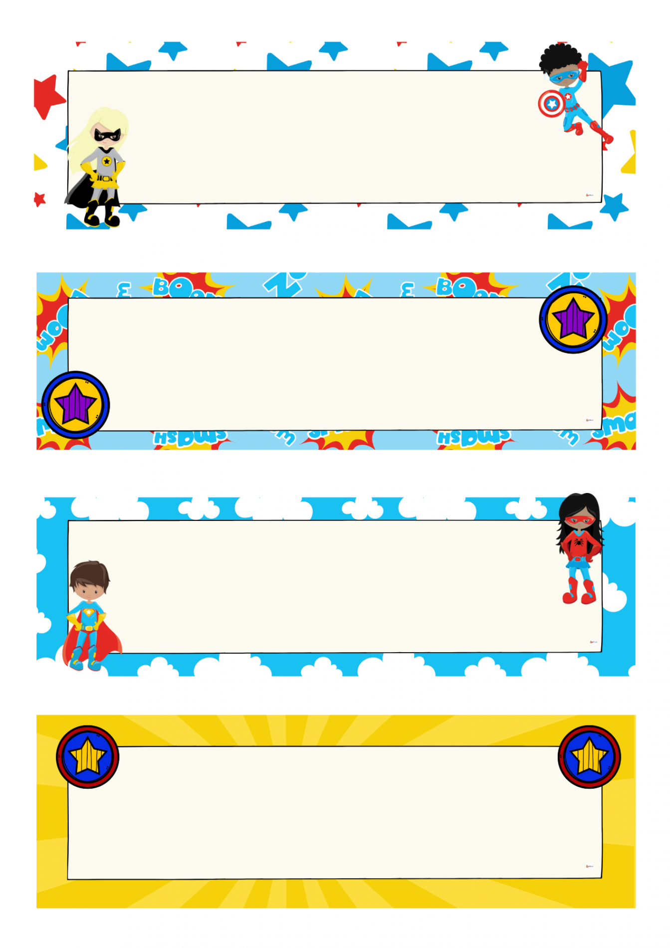 Superhero Theme Decor Bundle Name Tags and Labels Editable