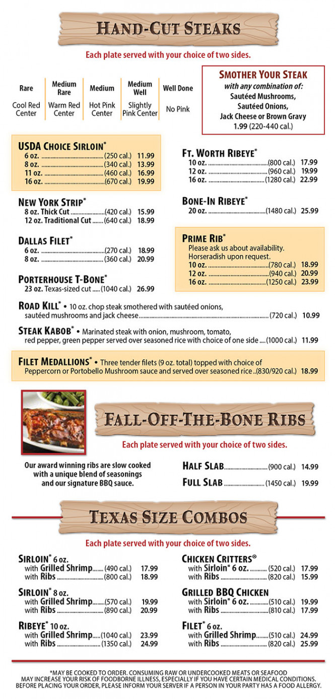 Texas Roadhouse Menu  Order Online  Delivery  Lincoln NE  City