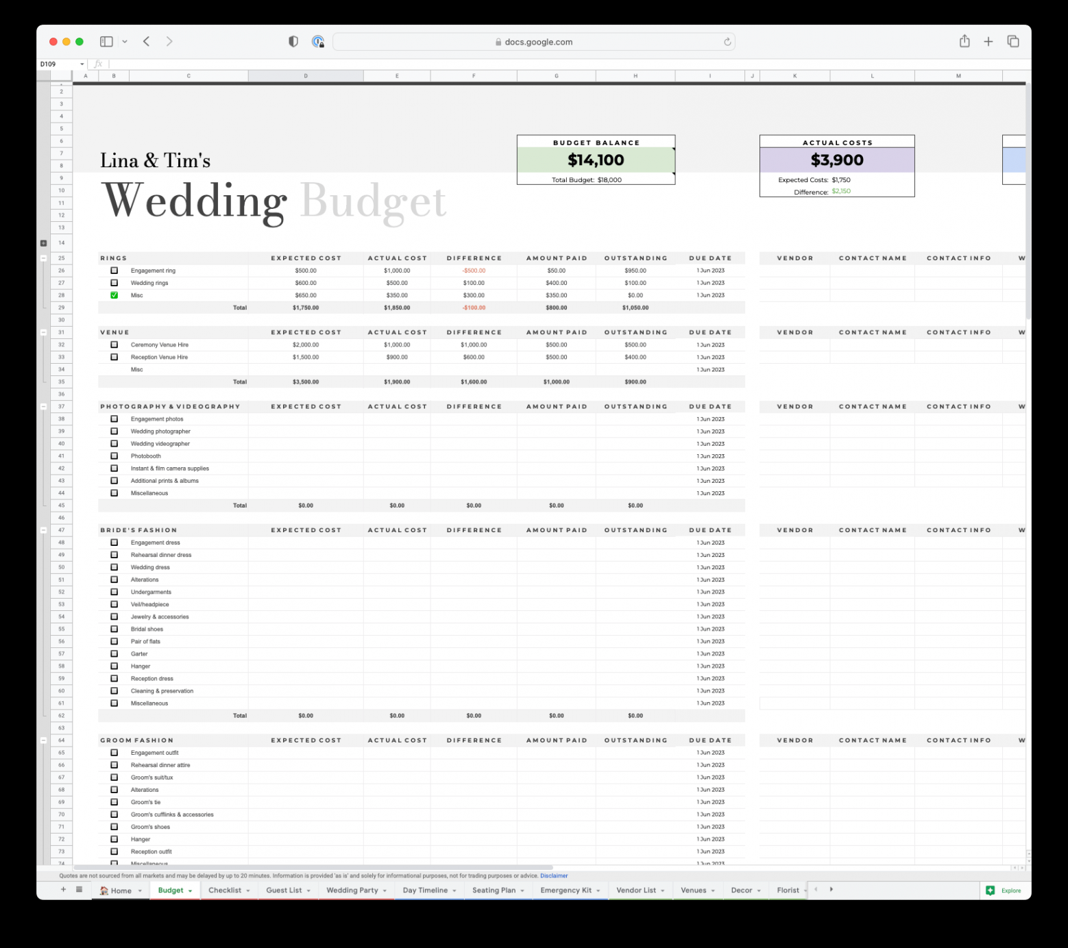 The Wedding Budget & Free Budgeting Spreadsheet