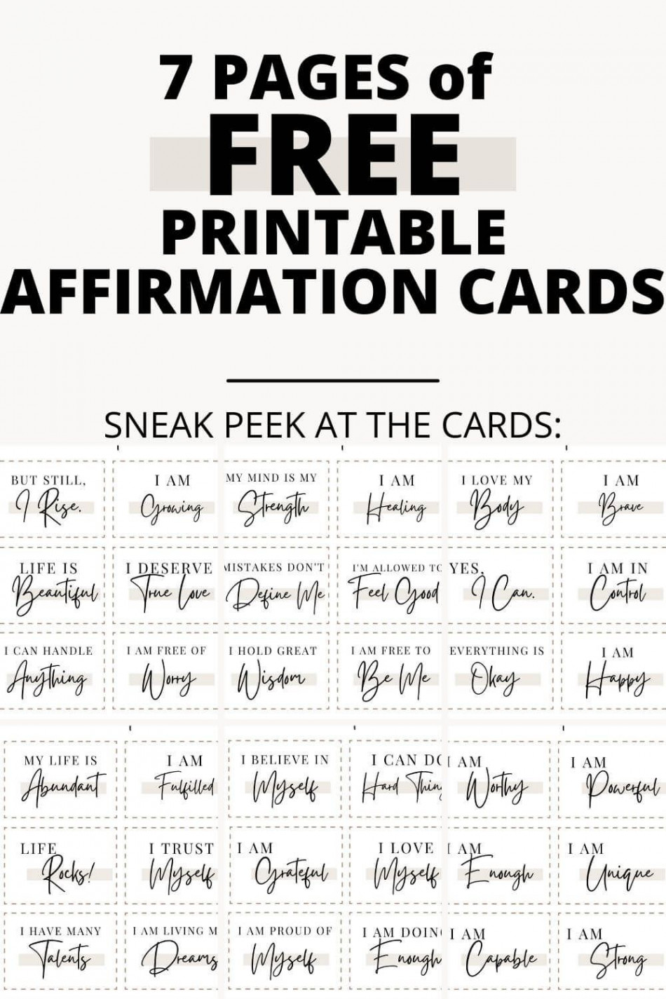 This free printable affirmation card pdf is PERFECT for beginners