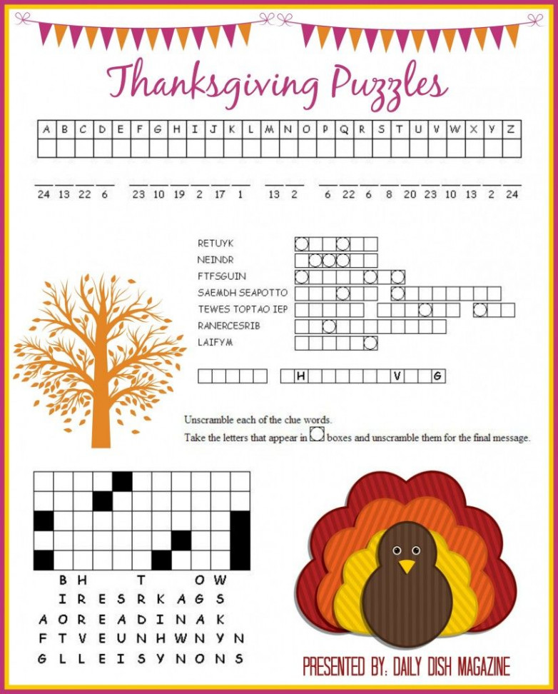 This fun Thanksgiving puzzles sheet will sure keep your kids busy