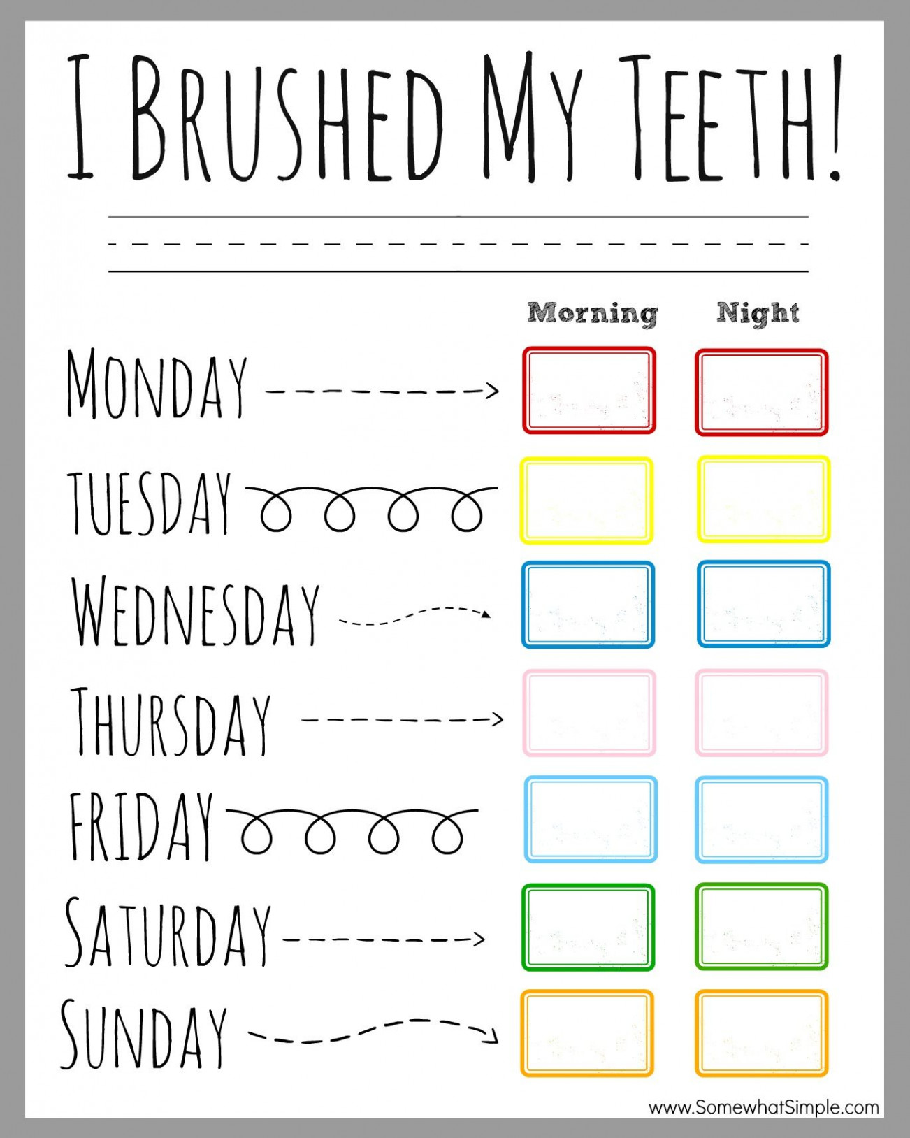 Tooth Brushing Incentive Chart Free Printable  Incentive chart