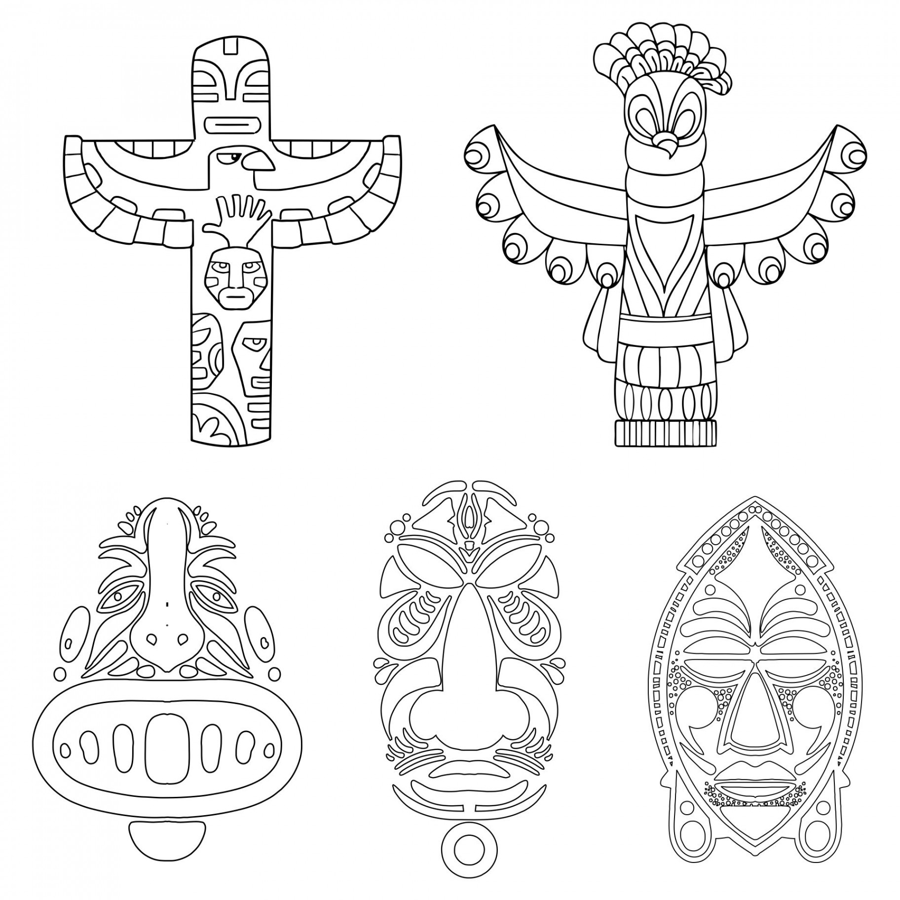 Totem Pole Animal Coloring Pages  Totem pole art, Totem pole