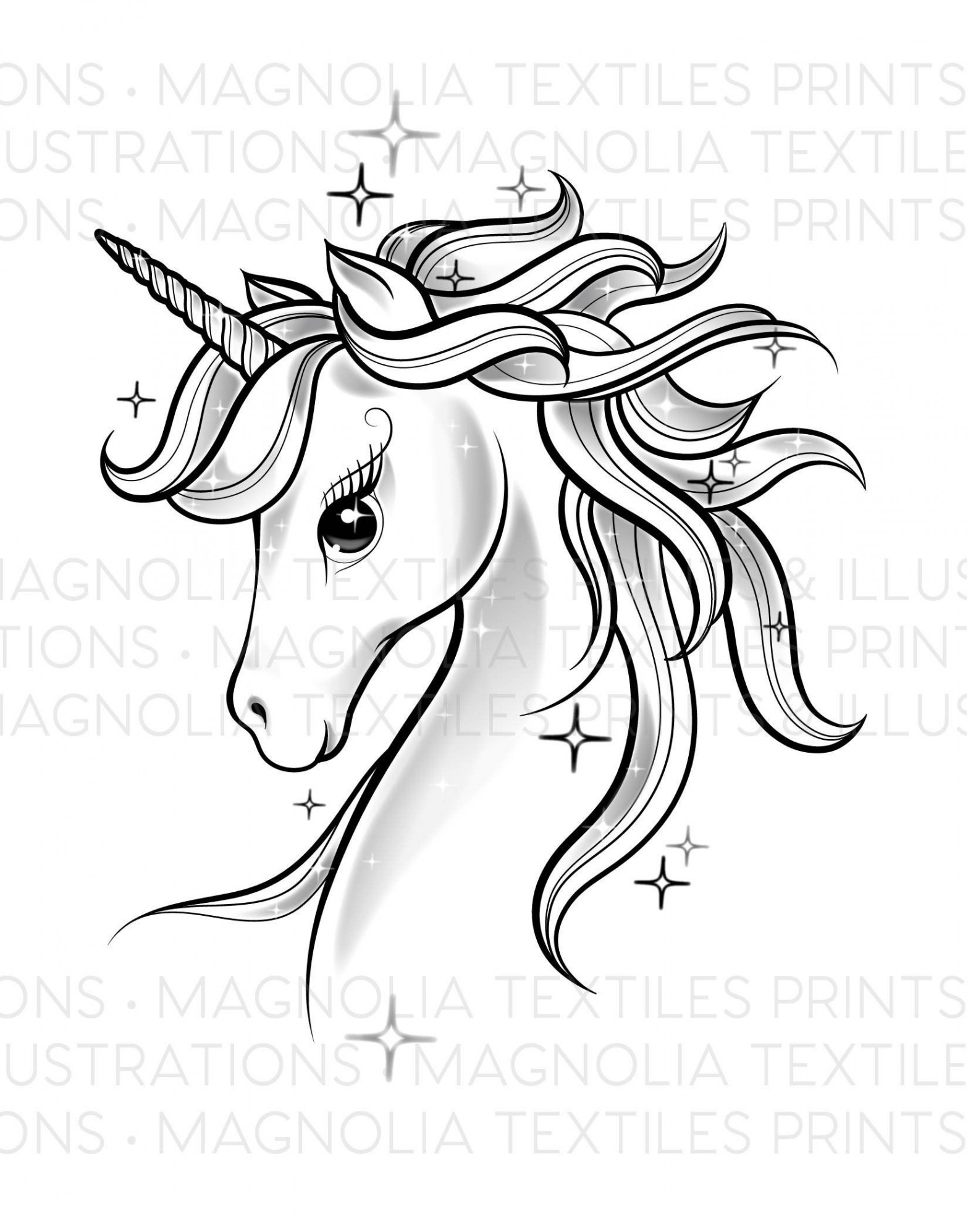 Unicorn Black and White Illustration Printable Unicorn - Etsy