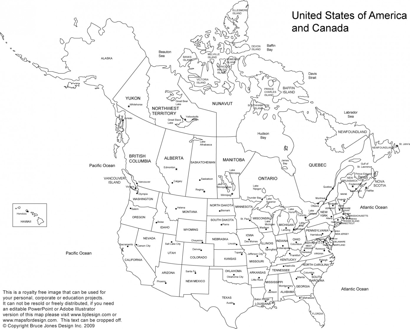 US and Canada Printable, Blank Maps, Royalty Free • Clip art