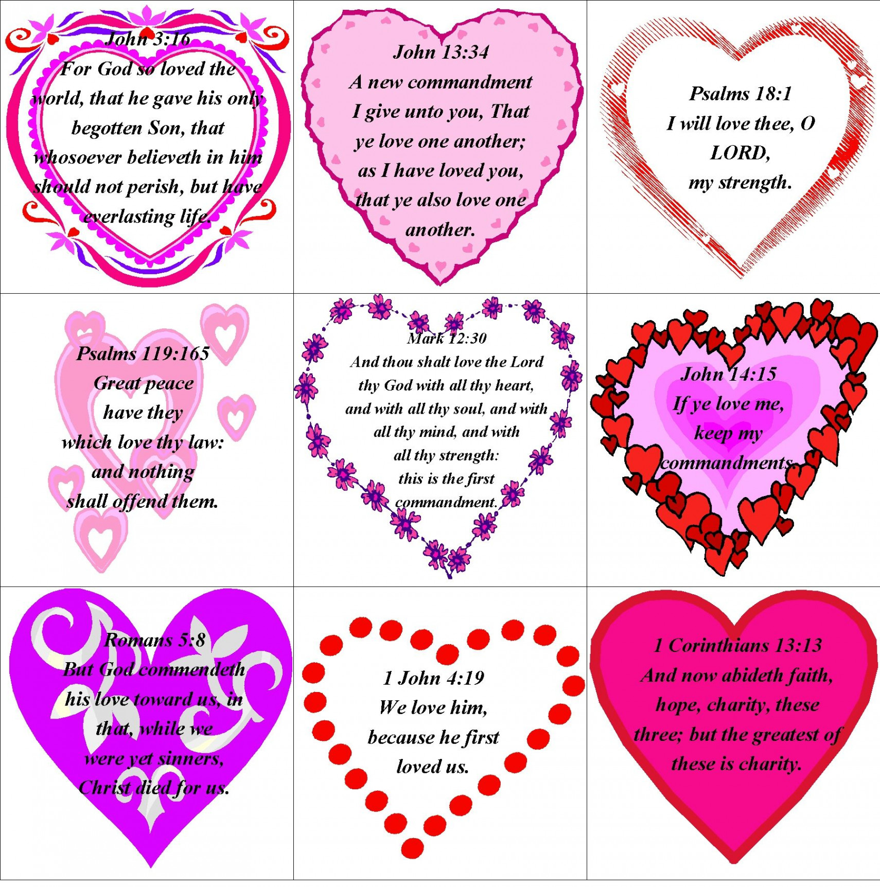 Valentine printable memory verses  Valentines scripture