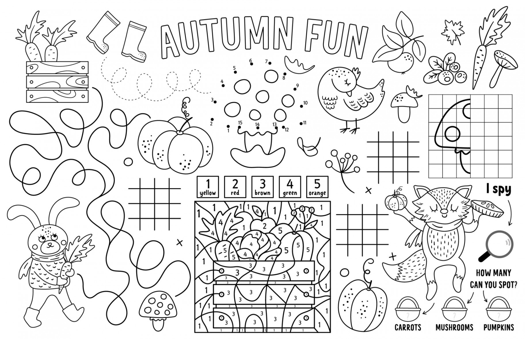 Vector autumn placemat for kids