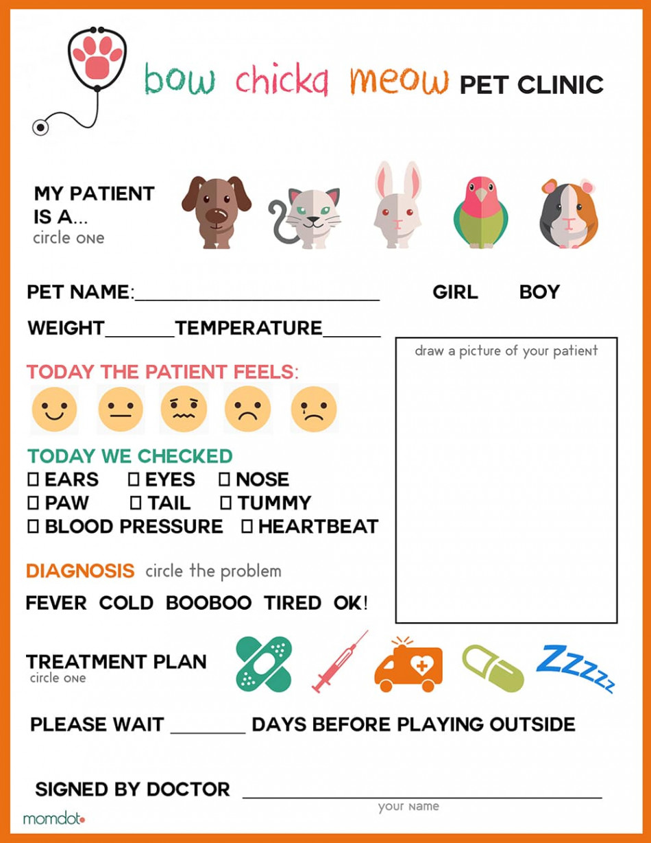 Veterinary Printables and Pretend Play