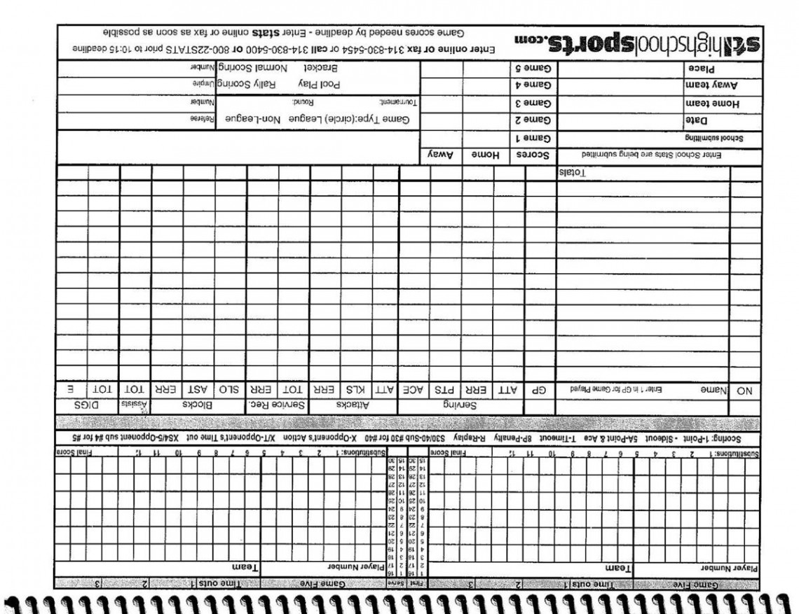 Volleyball stat sheets and forms