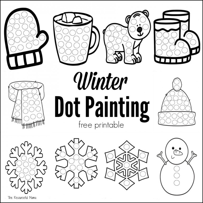 Winter Dot Painting Free Printable - The Resourceful Mama