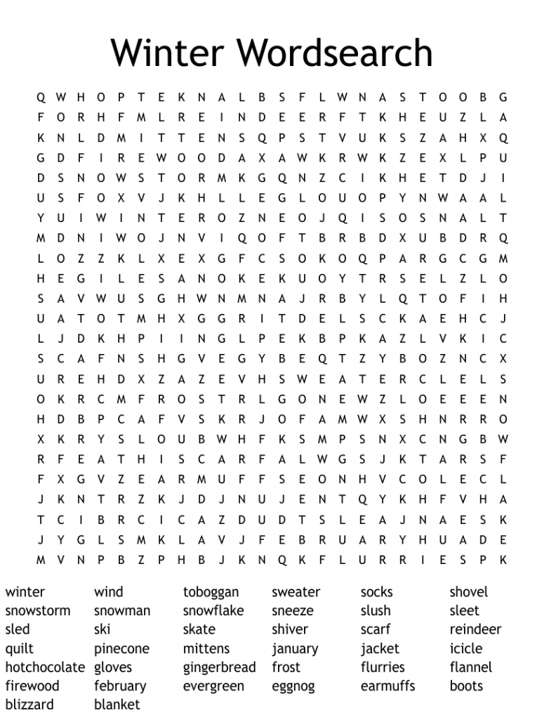 WINTER Word Search - WordMint