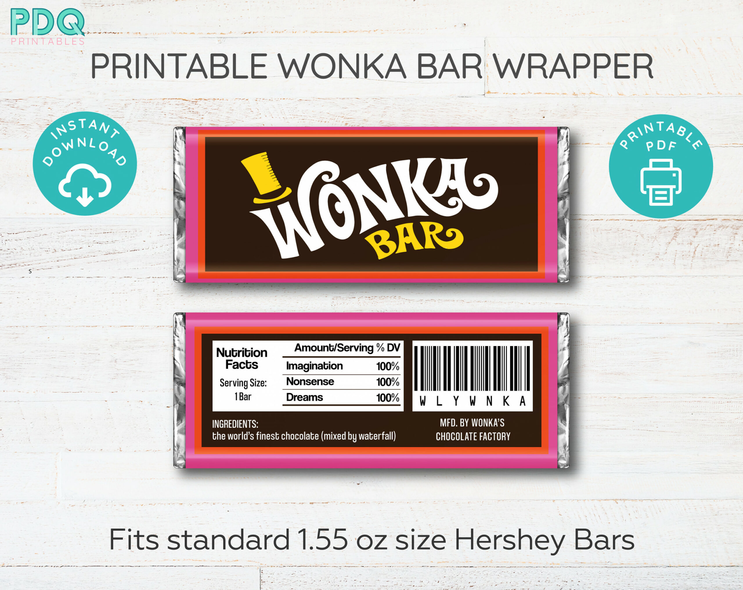 Wonka Bar Wrapper Printable Willy Wonka Bar Wrapper Instant - Etsy UK