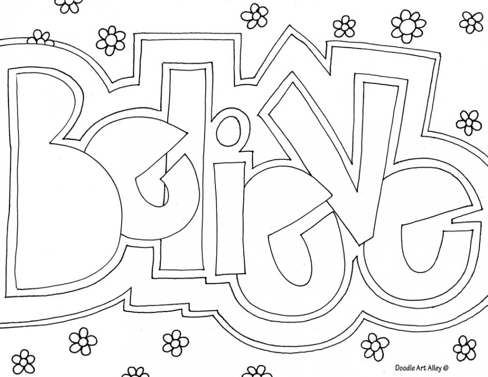 Word Coloring pages - DOODLE ART ALLEY