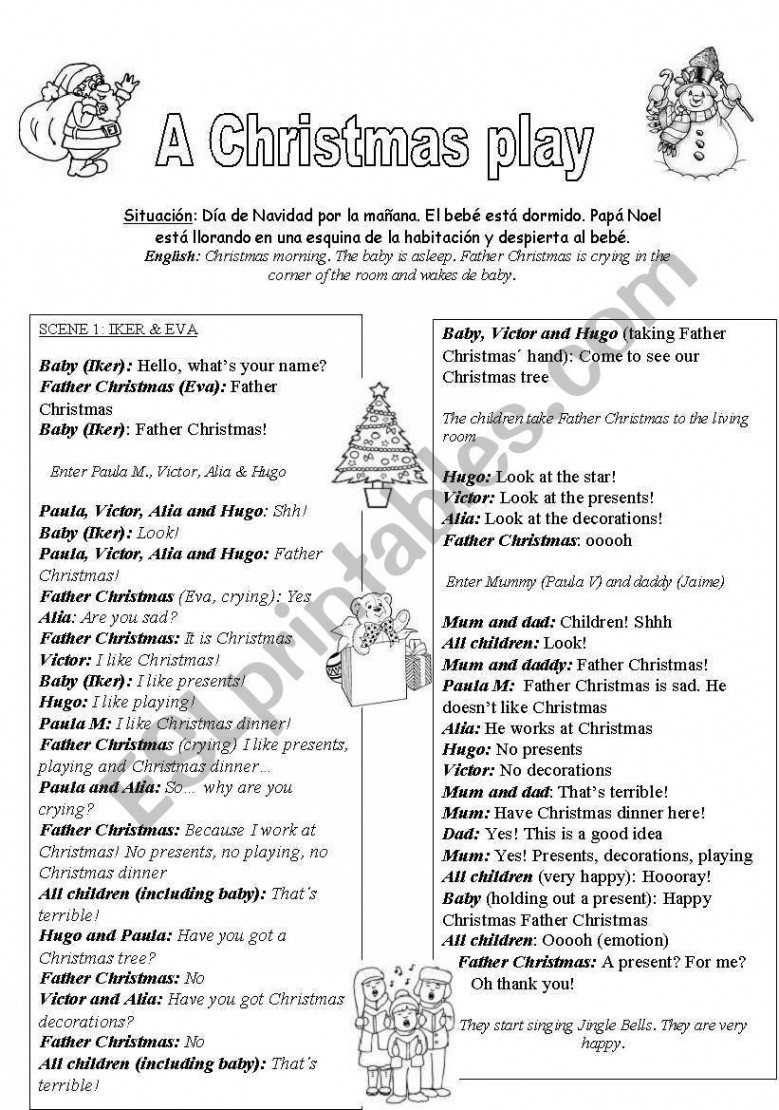 A Christmas Play (kids -) worksheet  Christmas play, Some