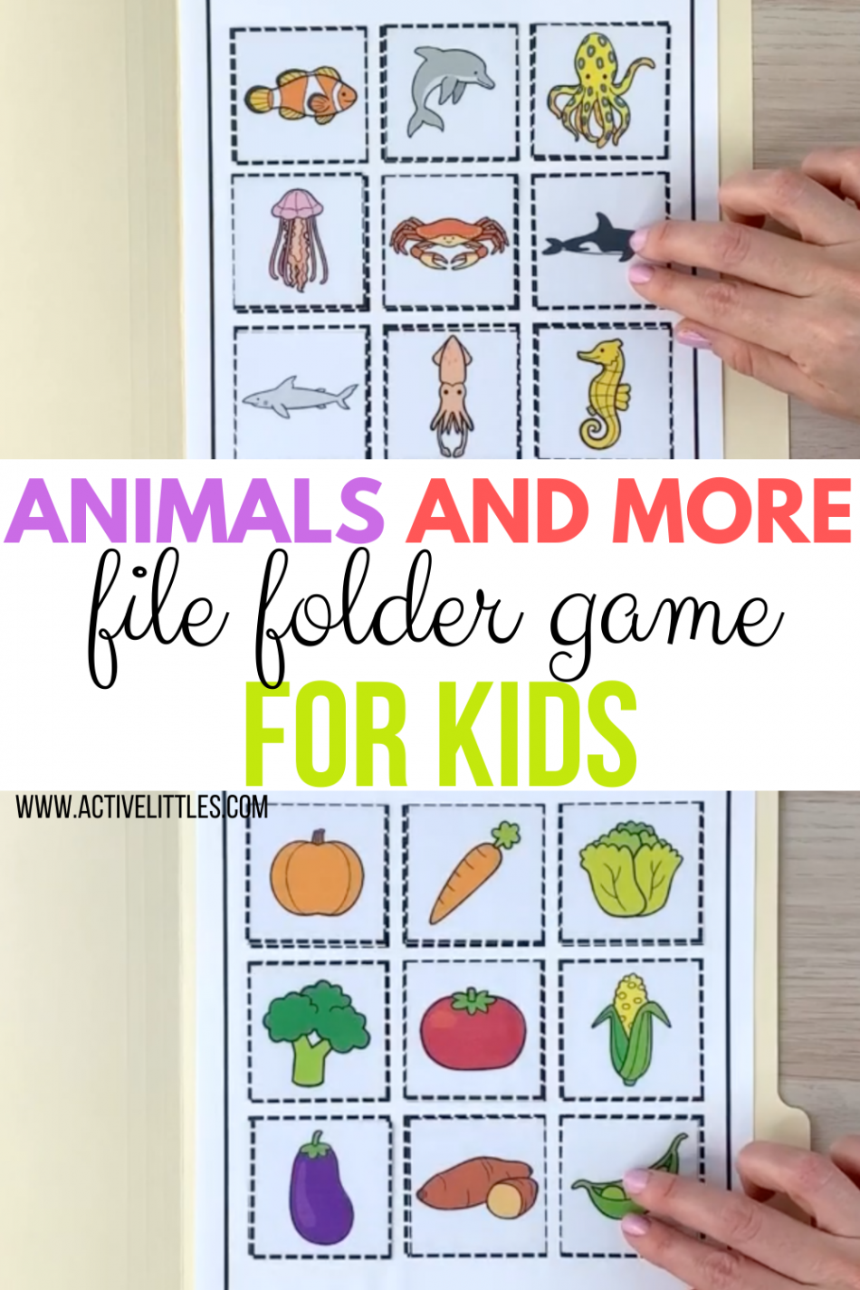 Animal File Folder Games and more for Kids -  words Printable