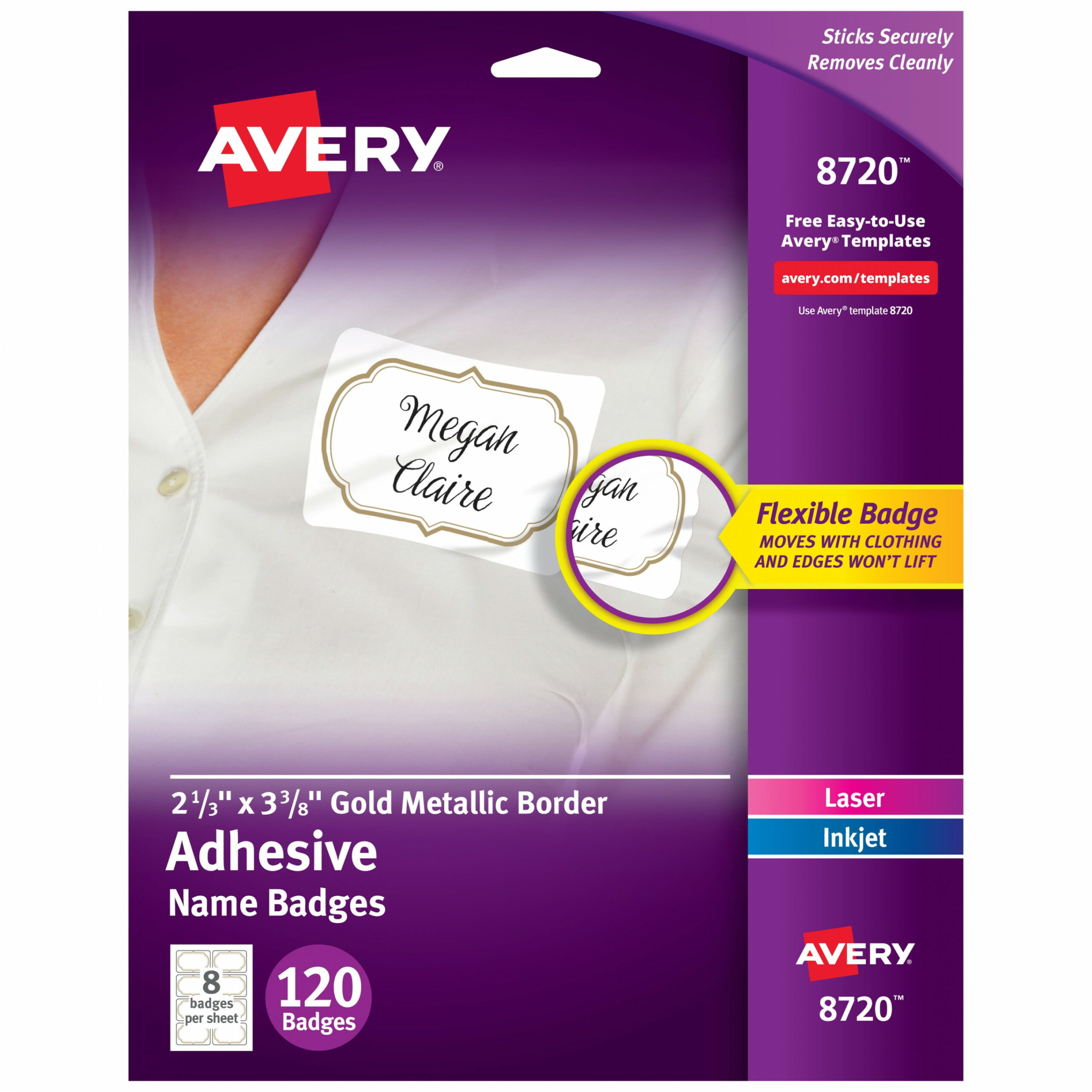 Avery Flexible Printable Name Tags, -/" x -/" Rectangle