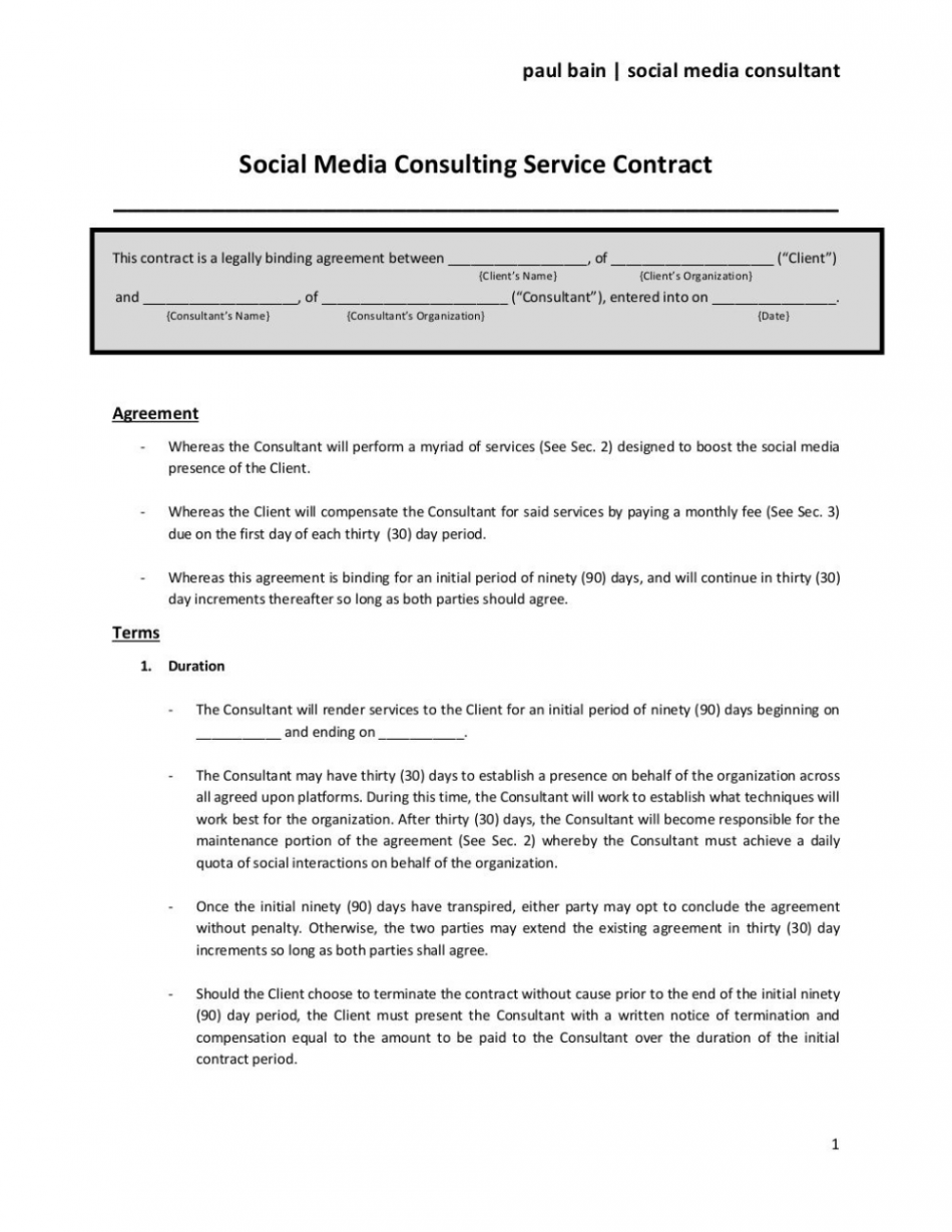 Awesome Social Media Management Contract Template  Social media