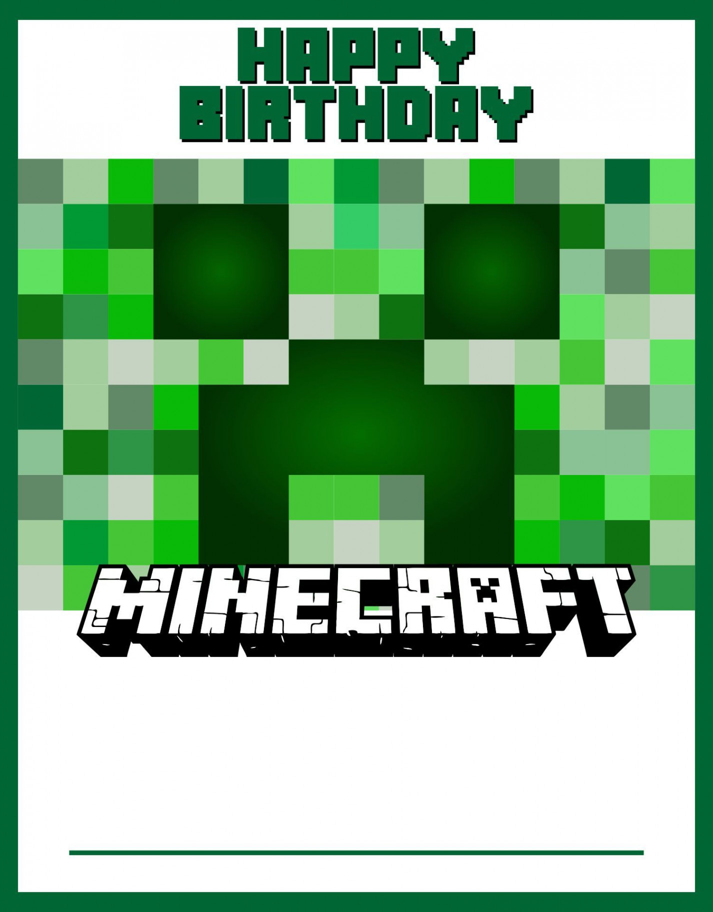 Best Minecraft Printable Happy Birthday Card PDF for Free at