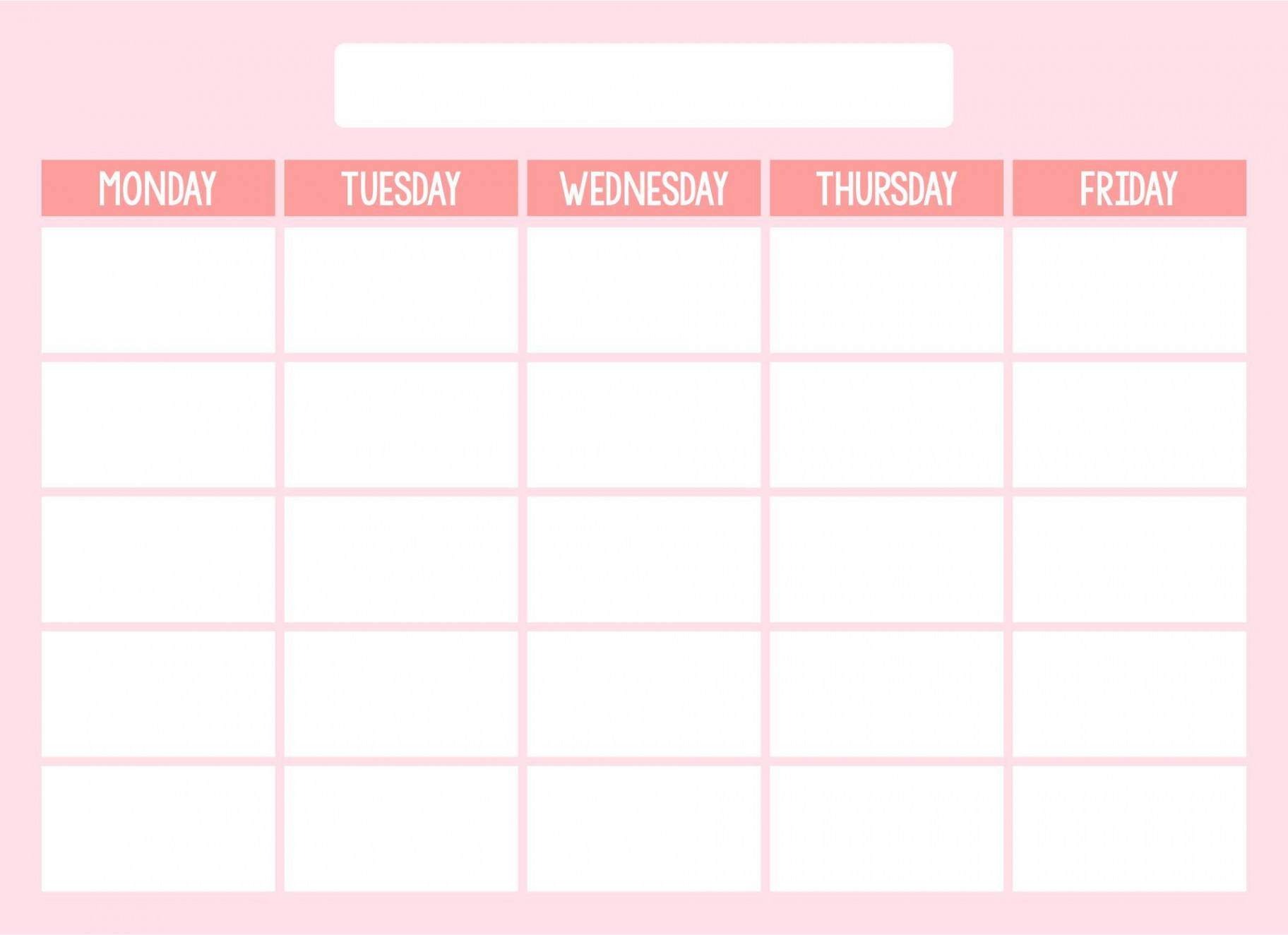 Blank Weekly Calendar Template Monday Friday  Weekly calendar