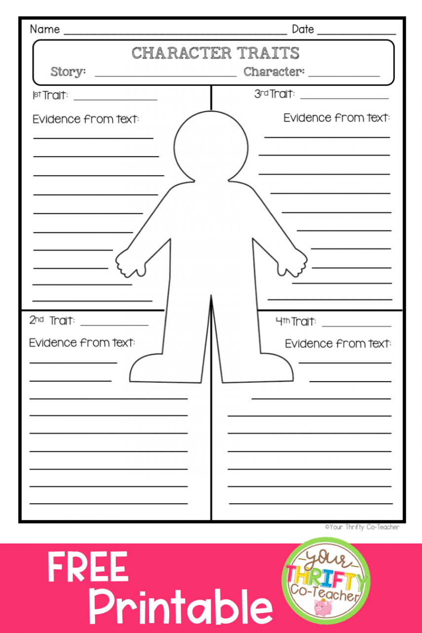 Character Traits Graphic Organizer Worksheet  Character trait