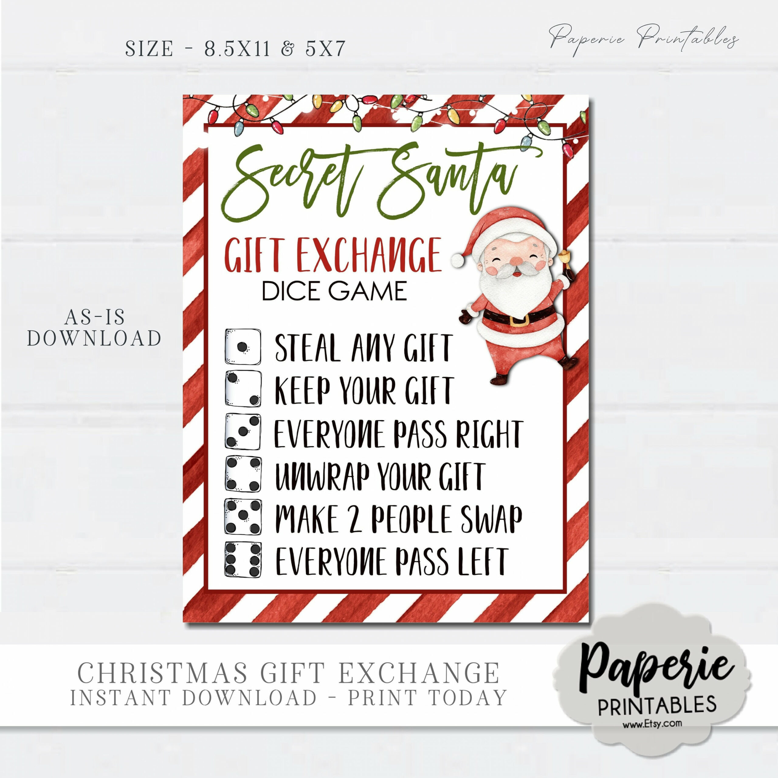 Christmas Secret Santa Gift Exchange Rules Printable, Christmas