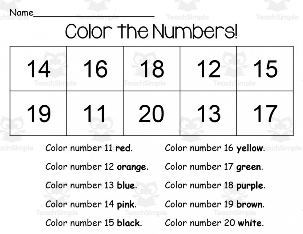 Color Your Numbers - Printable by Teach Simple