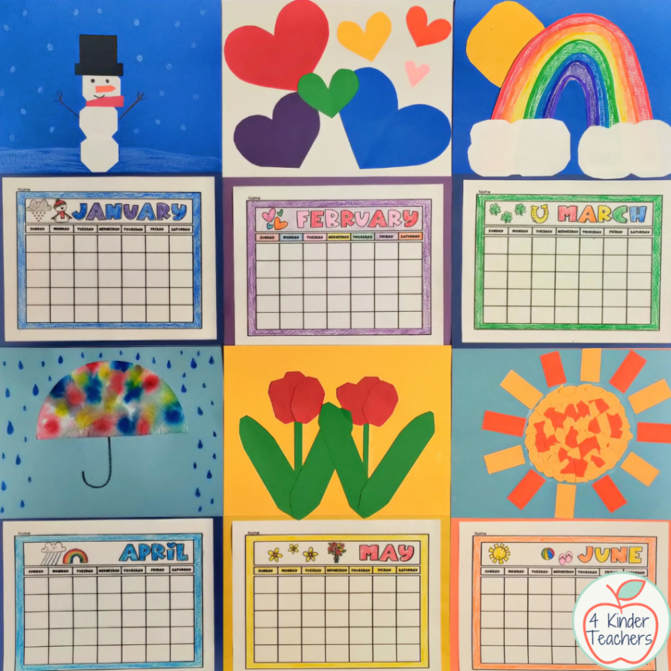 Cute Kindergarten Calendar Printables and Toppers