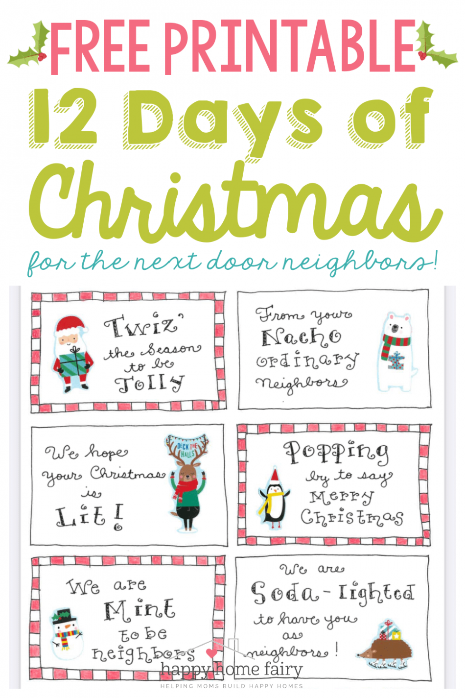 Days of Christmas for Neighbors - FREE Printable - Happy Home Fairy