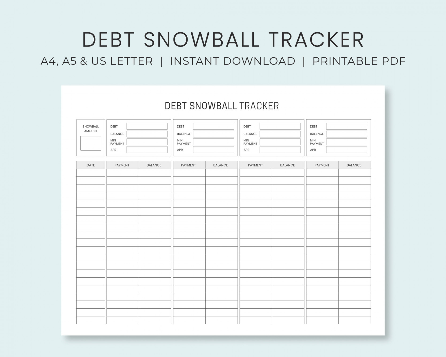 Debt Snowball Tracker Printable Debt Payment Worksheet Debt Payoff