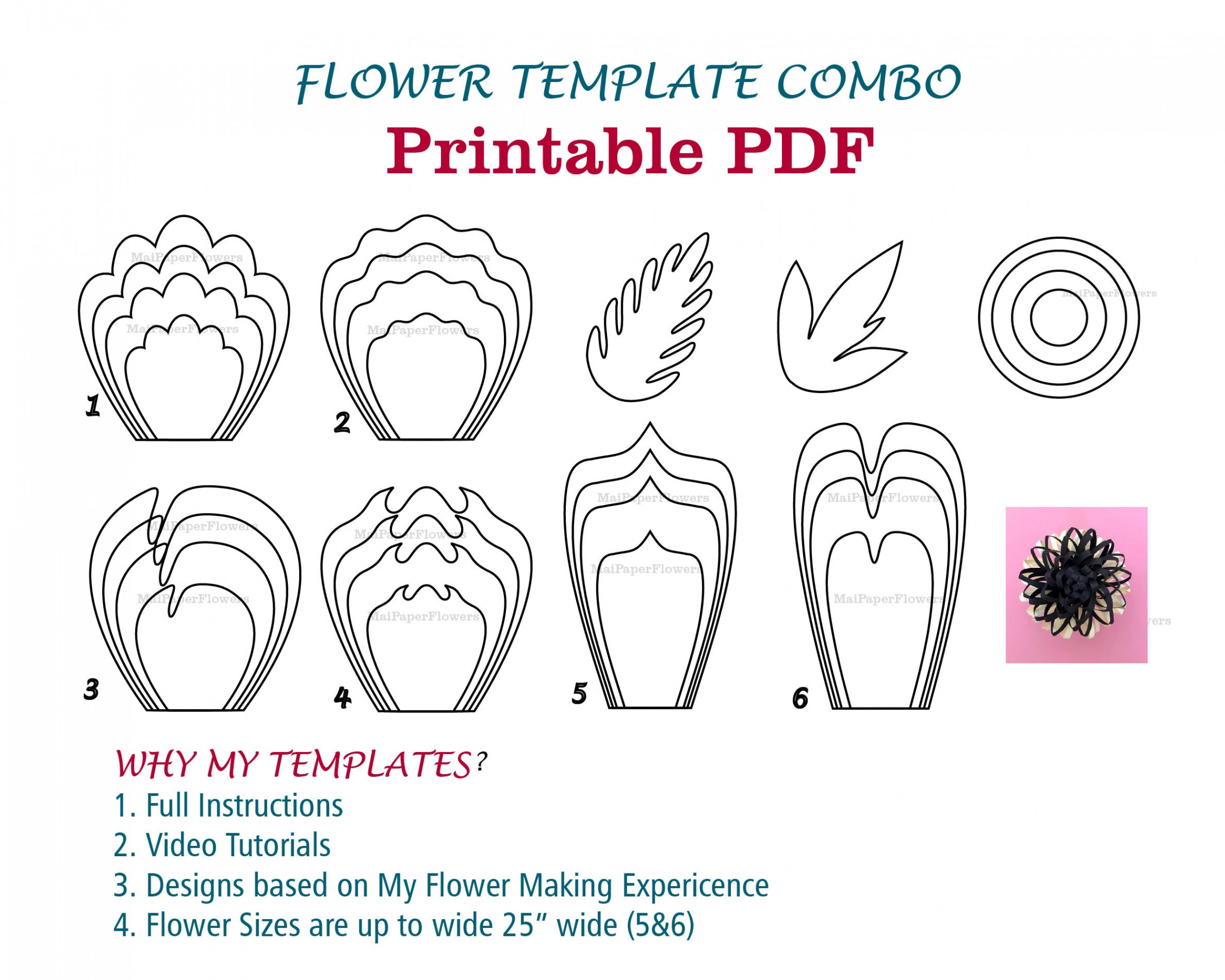 Digital Paper Flower Template PDF Paper Flower Bundles Giant Paper