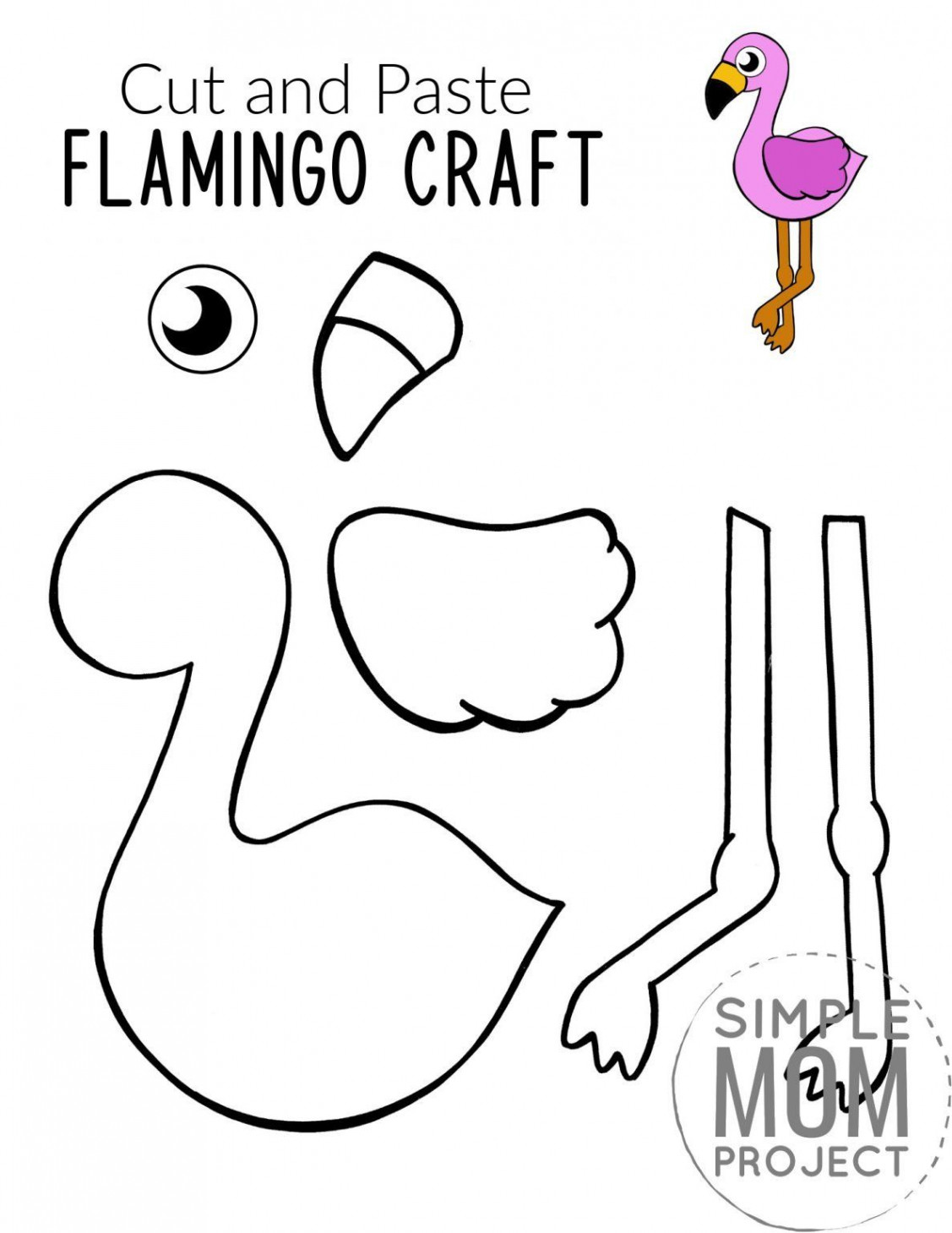 Easy Cut and Paste Flamingo Craft with Free Template  Flamingo