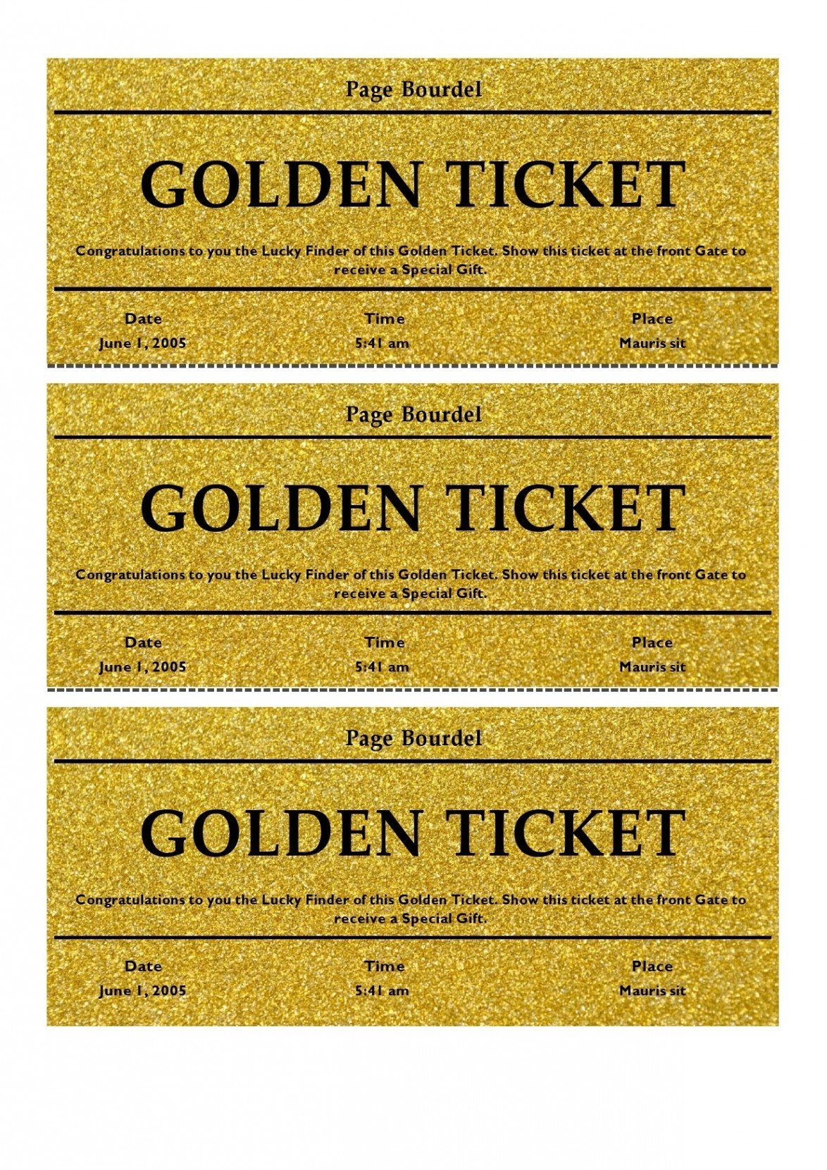 Editable Golden Ticket Templates (Free Downloads)