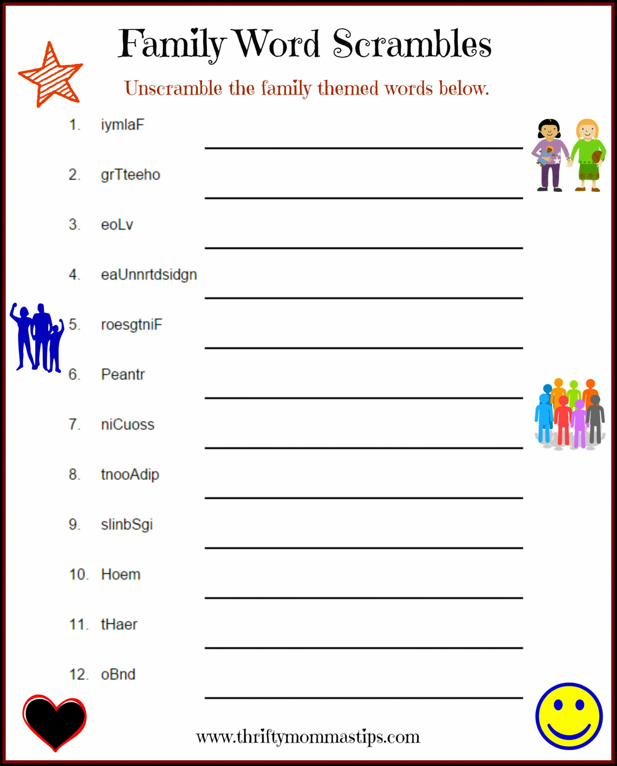 Family Puzzle Word Game Printable — Thrifty Mommas Tips