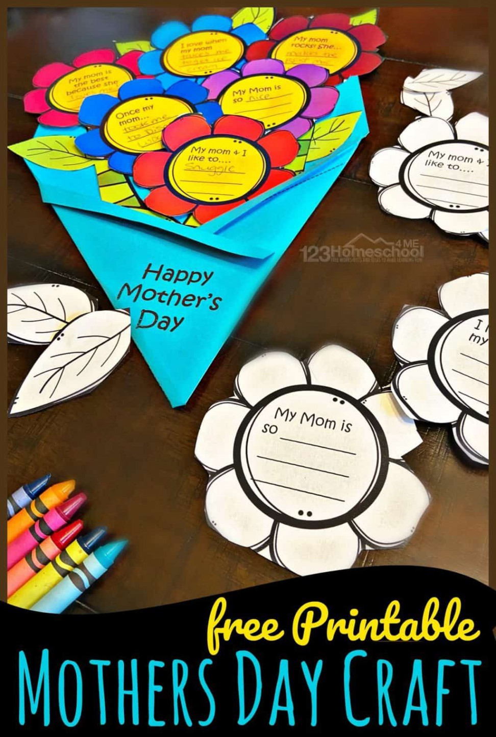 Flower Bouquet FREE Printable Mothers Day Craft for Kids  Mothers