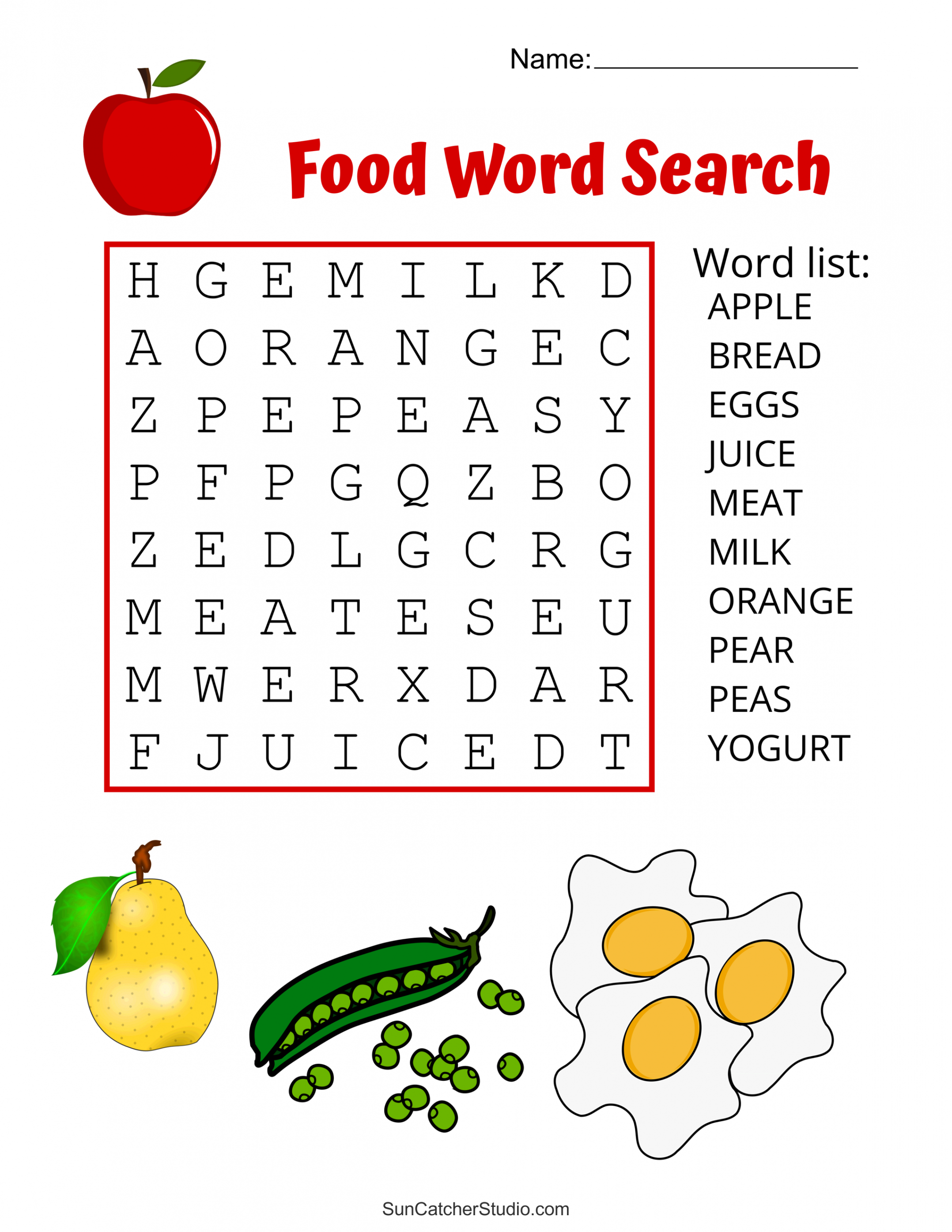 Food Word Search (Free Printable Puzzles) – DIY Projects, Patterns