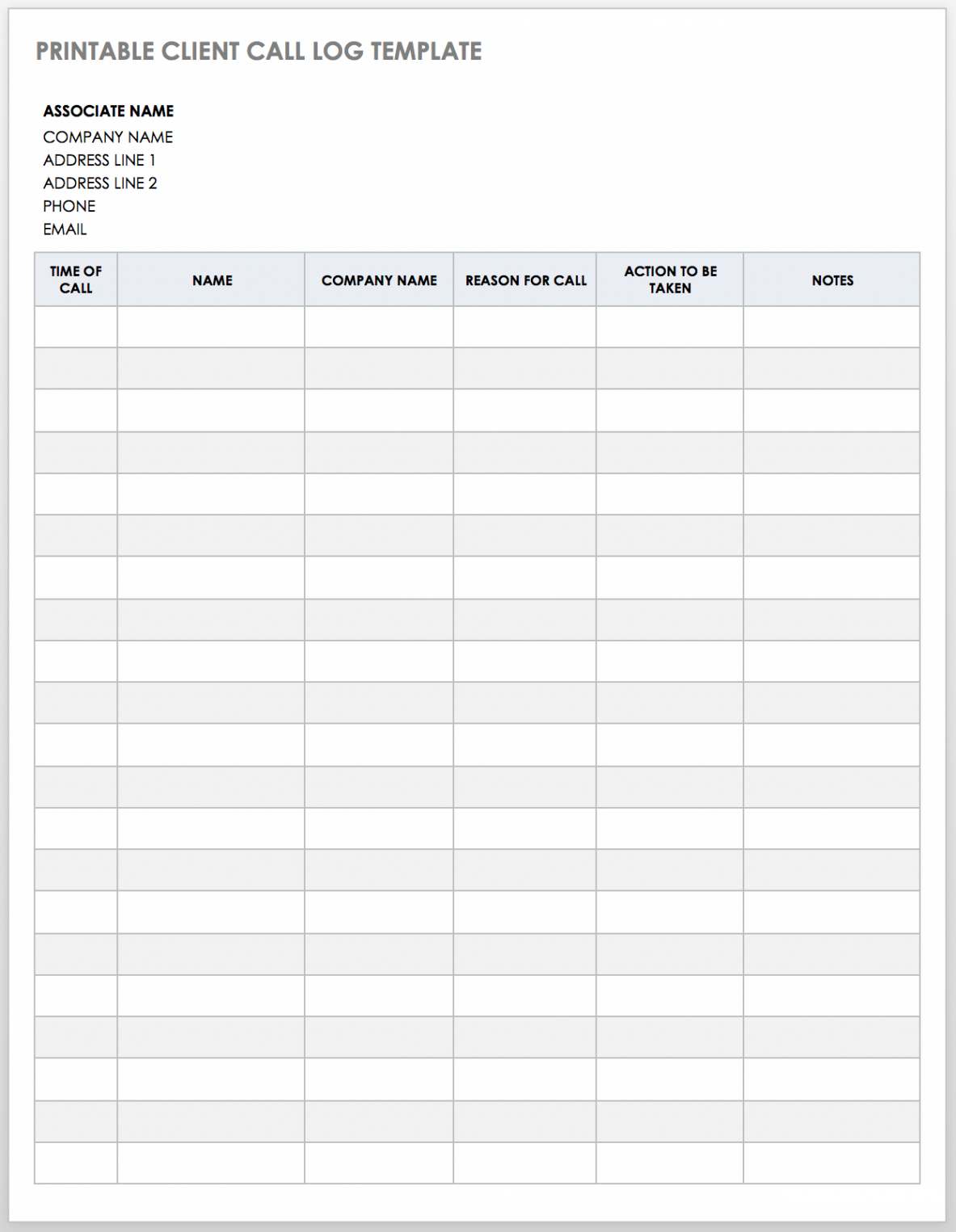 Free Client Call Log Templates  Smartsheet